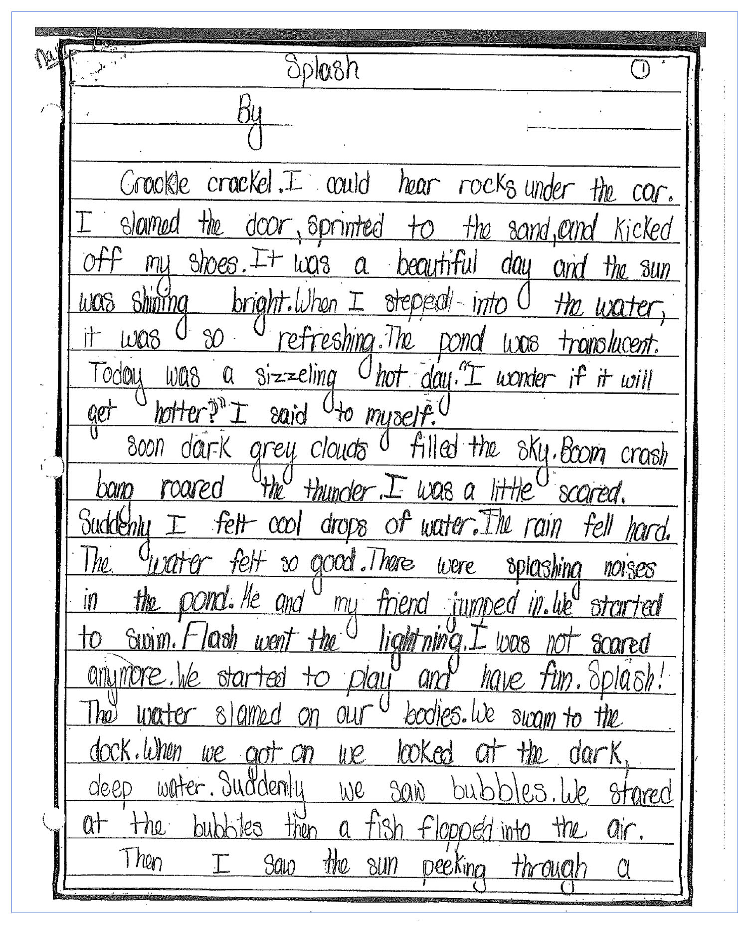 sample personal narrative essay 5th grade